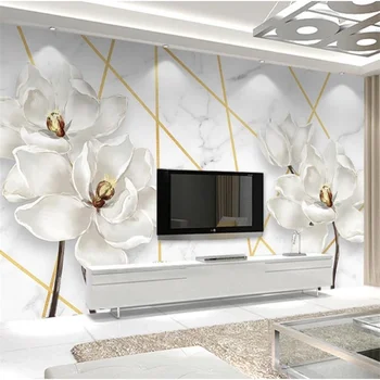 wellyu Užsakymą didelės apimties sieninis modernus minimalistinio abstrakčių geometrinių džiazo balto marmuro gėlių TV foną