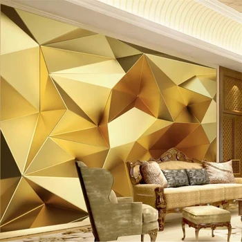 beibehang Užsakymą tapetai 3d freskomis prabanga aukso geometrinis daugiakampio 3d stereo Europos sofa fono sienos dokumentų namų dekoro