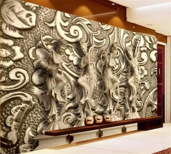 beibehang 3D freskos užsakymą didelis mados akmens drožyba Dunhuang plaukioja gyvenimo kambario, miegamasis fono sienos papel de parede