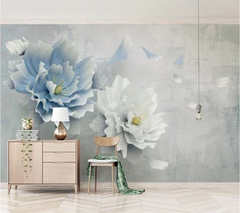 Custom freskos naujas 3d reljefo spalva drožyba gėlių nostalgišką retro kambarį fono sienos mados aliejaus tapyba, dekoratyvinės Обои