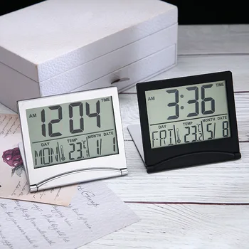 Lankstymo LCD Skaitmeninis Laikrodis-Žadintuvas Stalas Stalo Oras Stotis Stalas Temperatūra Kelionės Ectronic Mini Laikrodis su Kalendoriumi, Miegamojo