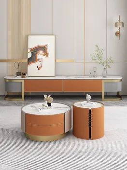 TV spintelė, arbatos stalo mišinys, modernus paprasta balno oda kambarį, naujas italų šviesos prabangos stiliaus grindų kabinetas