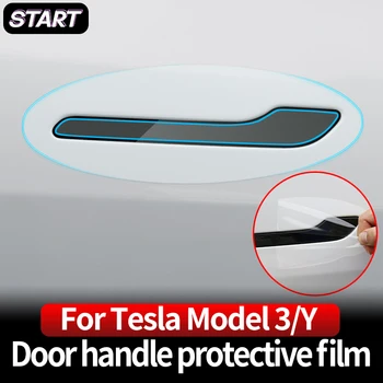 Už Tesla Modelis 3 Modelis Y Durų Rankenos, Apsauginės Plėvelės Automobilių TPU Skaidrios Apdailos Lipdukai Apdailos Remonto Membrana Priedai
