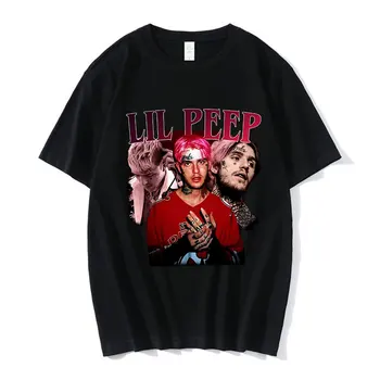 Lil Peep Rap Grafinis Spausdinti marškinėliai Juokinga Derliaus Hip-Hop Marškinėliai Mados Dizaino Atsitiktiniai trumpomis Rankovėmis Marškinėliai Gotikos Streetwear
