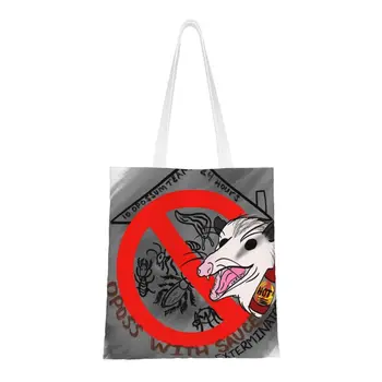 Juokinga Opossum Gyvūnų Augintinių Prekybos Nešti Maišą Perdirbimo Drobės Bakalėjos Peties Shopper Bag