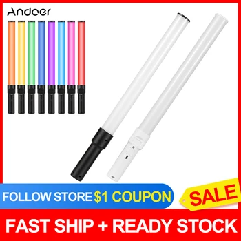 Andoer D2 Nešiojamą RGB Šviesos Vamzdis LED Vaizdo Šviesos Lazdelė 2500K/5500K/8500K Pritemdomi 7 Apšvietimo Poveikį Vlog Live Transliacijos