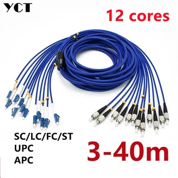 3-40m 12 branduolių šarvuotos fiber optic patch cord ratproof SM 12C ftth jumper mėlyna OS2 lauko, patalpų vandeniui 20m 30m 50m 10m, 15m