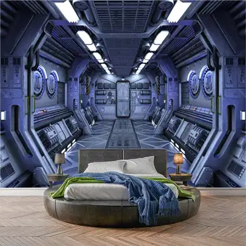 3D kosmoso kapsulė technologijų mokslinės fantastikos svetainė, miegamasis užsakymą lipnios tapetai, freskos