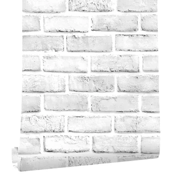 Balta Balta Plyta Žievelės Ir Klijuoti Apmušalus 3D Plokštumoje Plytų Lipni Tapetai Nuimamas Tapetai Už Miegamojo Sienų Apdaila