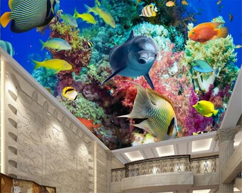 beibehang 3D Šiuolaikinės mados trimatis tapetai koralų povandeninis laivas asmenybės fantazijos pasaulį, lubų freskomis 3d tapetai