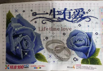 Blue Rose Gėlių Dovanų Kryželiu Dekoratyvinis Dažymas, Rankų darbo Siuvimo baigtas Kryželiu 
