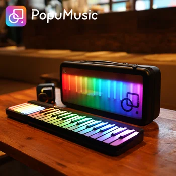 PopuPiano Smart Nešiojamų Fortepijonas LED Šviesos 29-klavišas 7 Oktavas Su Daugiafunkcinis Akordas Trinkelėmis Popubag Nemokamai Žaidimas App 