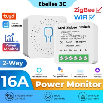 Tuya Zigbee / WiFi MiNi Smart Jungiklis Su Įjungimo Stebėti 16A, 2-way Kontrolės Laikmatis Atjungimo Relės Darbas Su Alexa 