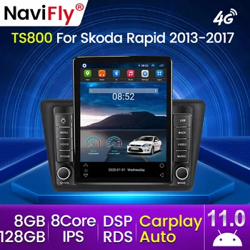 8G+128G IPS Android Auto Už Skoda Rapid 2013-2017 Automobilio Radijas Stereo GPS Navigacijos Carplay DSP 2Din Ne DVD Grotuvas Android11
