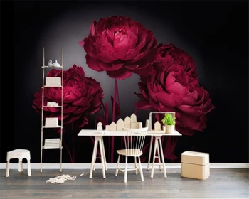 Beibehang Užsakymą tapetai Šiuolaikinės TELEVIZIJOS fono sienos Romantiškų raudonų rožių namų dekoro gyvenimo kambario, miegamasis fone 3d tapetai