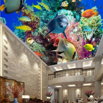 wellyu Fantazijos koralų povandeninį pasaulį, lubos, lubų freskos užsakymą didelės freskos aplinkos tapetai papel de parede freskos