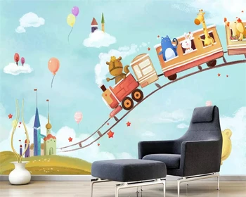 beibehang Pasirinktinius nuotraukų sienų freskomis 3d svajonių pasakos traukinio kelionės rankomis dažyti vaikų kambarį, visas namas fono sienos popieriaus
