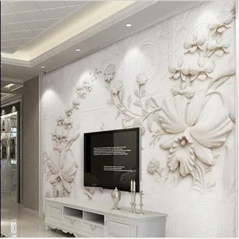 wellyu Užsakymą didelio masto freskomis 3d stereo metrų balta Jane Europos stiliaus akmens orchidėja, TV foną, sienos tapetai
