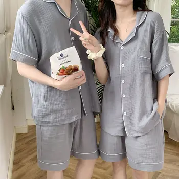 medvilnės skalbiniai porų trumpomis rankovėmis nustatyti moteris 2 vnt Moterų pižama vasaros pajama moterų Sleepwear moterų pižamos rinkiniai vyrams