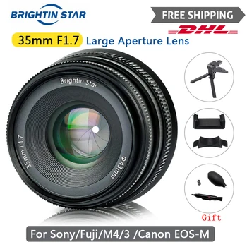 Brightin Star 35mm F1.7 Didelės Diafragmos Objektyvas Fiksuoto Židinio Veidrodžio Fotoaparatas Canon EOS-M 