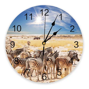 Zebra Dangų, Saulę, Pievų Smėlio Miegamojo Sienos Laikrodį, Didelė Moderni Virtuvė Valgomasis Apvalus Sieniniai Laikrodžiai Kambarį Žiūrėti Namų Dekoro