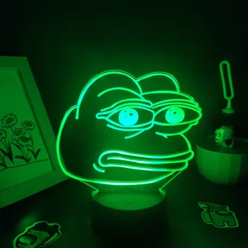 Gyvūnų Liūdna Varlė Pepe Mano Blogas Geras Žmogus 3D LED Neoninės Lempos RGB 3D Naktį Žibintai Spalvingų Dovanų Vaikams, Vaiku, Miegamojo, Stalo Dekoras