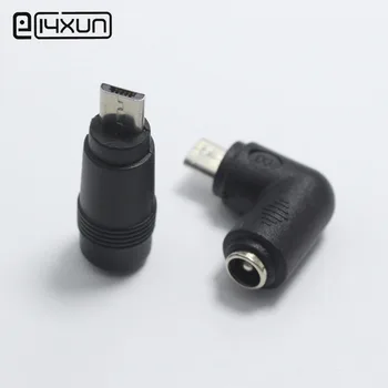 EClyxun 1pcs 5.5 x 2.1 mm Female jack Micro USB 90 180 Laipsnių Vyrų 5 Pin DC Maitinimo Kištuko Jungties Adapteris, skirtas 