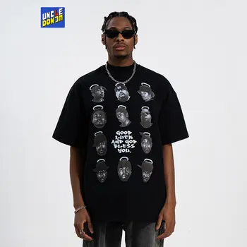 Hip-Hop Veikėjas Spausdinti Sumažėjo Petį Prarasti Versija Pora T-shirt Vasaros Negabaritinių Marškinėliai Graphic T Shirts