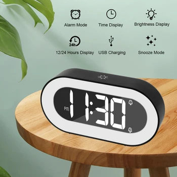 Skaitmeninis Laikrodis-Žadintuvas Namų Dekoro Su Touch Atidėti Naktį, Šviesos, Muzikos, Stalo Laikrodis Elektroninis Stalinis Laikrodis USB Powered