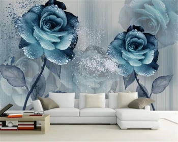 beibehang Užsakymą 3d tapetai akvarelė mėlyna spalva graži gėlė, TV foną, sienos tapetai, namų dekoro papel de parede