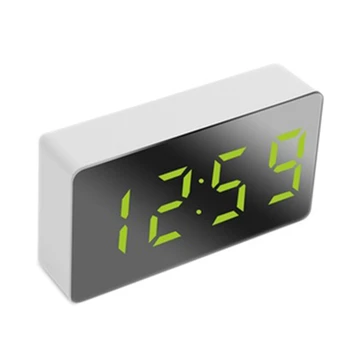 Mini Stalas Žadintuvas Veidrodėliai Skaitmeninis LED Temperatūros USB staliukas Kelionės Laikrodžiai, Miegamojo, Gyvenančių Namų Dekoro Žalia