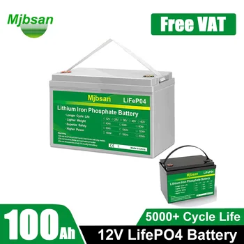 Mjbsan 12V 100Ah Lifepo4 Baterija BMS Ličio Geležies Fosfato Gilaus Ciklo Akumuliatoriai Valčių Variklių Keitiklio Tax Free