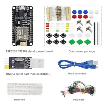 ESP8266 CP2102 Nodecu Lžūu V3 ESP-12E Juoda Plėtros Valdybos +Komponentų Paketas+USB Serial Port Modulis+65 Megztinis+Duona Valdyba