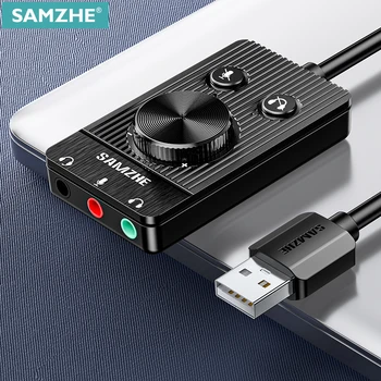 SAMZHE USB Garso plokštė ir Garso Sąsaja yra Išorės 3.5 mm Mikrofoną, Audio Adapteris, garso plokštė Nešiojamas PS5/4 laisvų Rankų įranga, USB Garso plokštė