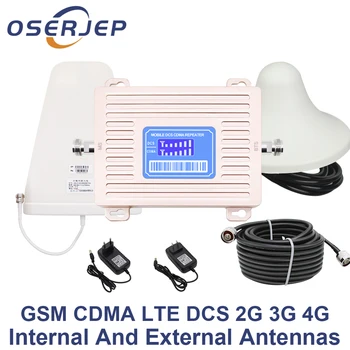 LCD Ekranas CDMA 850 DCS 1800 mhz, Dual Band Kartotuvas GSM 2G 3G 4G LTE Telefonų Stiprintuvo, Stiprintuvas +LPDA /Panel Antena