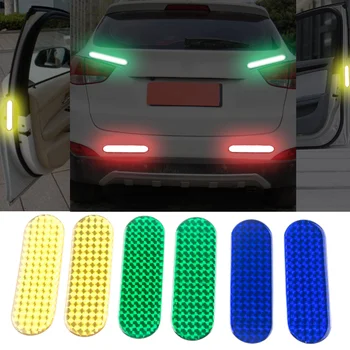 2vnt Automobilį Naktį Lempos šviesą Atspindintis Lipdukas Auto Durų Lipdukai, Decal Įspėjamasis Saugos Ženklas Juostele 4 Spalvų Saugos Atspindinčios Juostelės