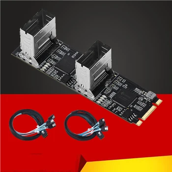 NAUJAS M. 2 SATA Card PCI Express 3.0 M2 SATA Daugiklis Adapteris, 8 Port SATA 3 6Gbps Valdytojai, B+M, Raktas su 2 Mini SAS Cable