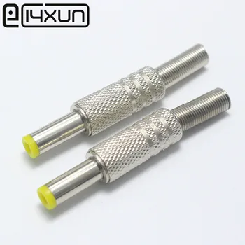 EClyxun 1pcs/daug 5.5*2.1/5.5*2.5 mm Male DC Maitinimo Kištuko Lizdo Adapteris 5.5*2.1/5.5*2.5 Jungtis Metalinis gaubtas su Geltona Galva