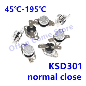 Bimetalinė termostatas KSD301 250V 10A Normaliai Uždaras Temperatūros Jungiklis, Termostatas 75C 85C 95C 110C 130C 150C 180C 45-190 laipsnis
