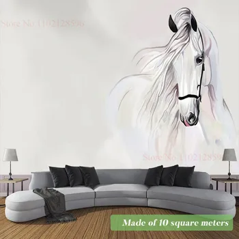 Pasirinktinius Nuotraukų Sienų Tapetai Gyvenimo Kambario Sienos 3D White Horse Abstraktusis Menas, Rankomis Dažyti Sienų Tapybos Miegamojo Puošmena