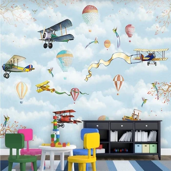 beibehang Fono pritaikymas 3D freskos šiuolaikinės mados rankomis dažyti vaikų kambarį, animacinių filmų karšto oro baliono fono sienos