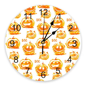 Akvarelė Moliūgų Grimace Miegamojo Sienos Laikrodį, Didelė Moderni Virtuvė Valgomasis Apvalus Sieniniai Laikrodžiai Kambarį Žiūrėti Namų Dekoro